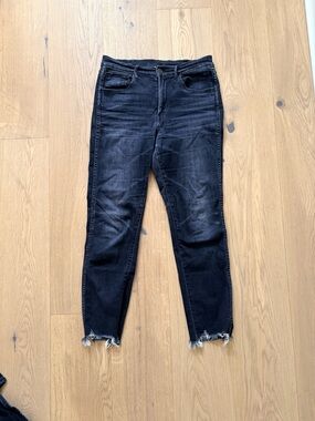 3x1 Black Skinny High-Rise Jeans with Distressed Hem